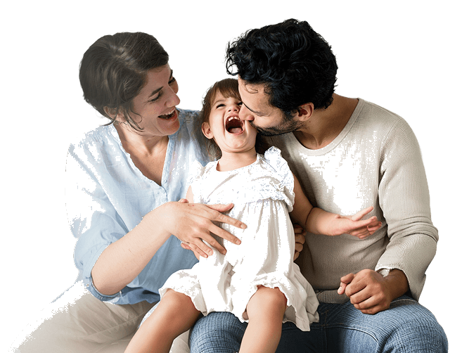 Happy family laughing together