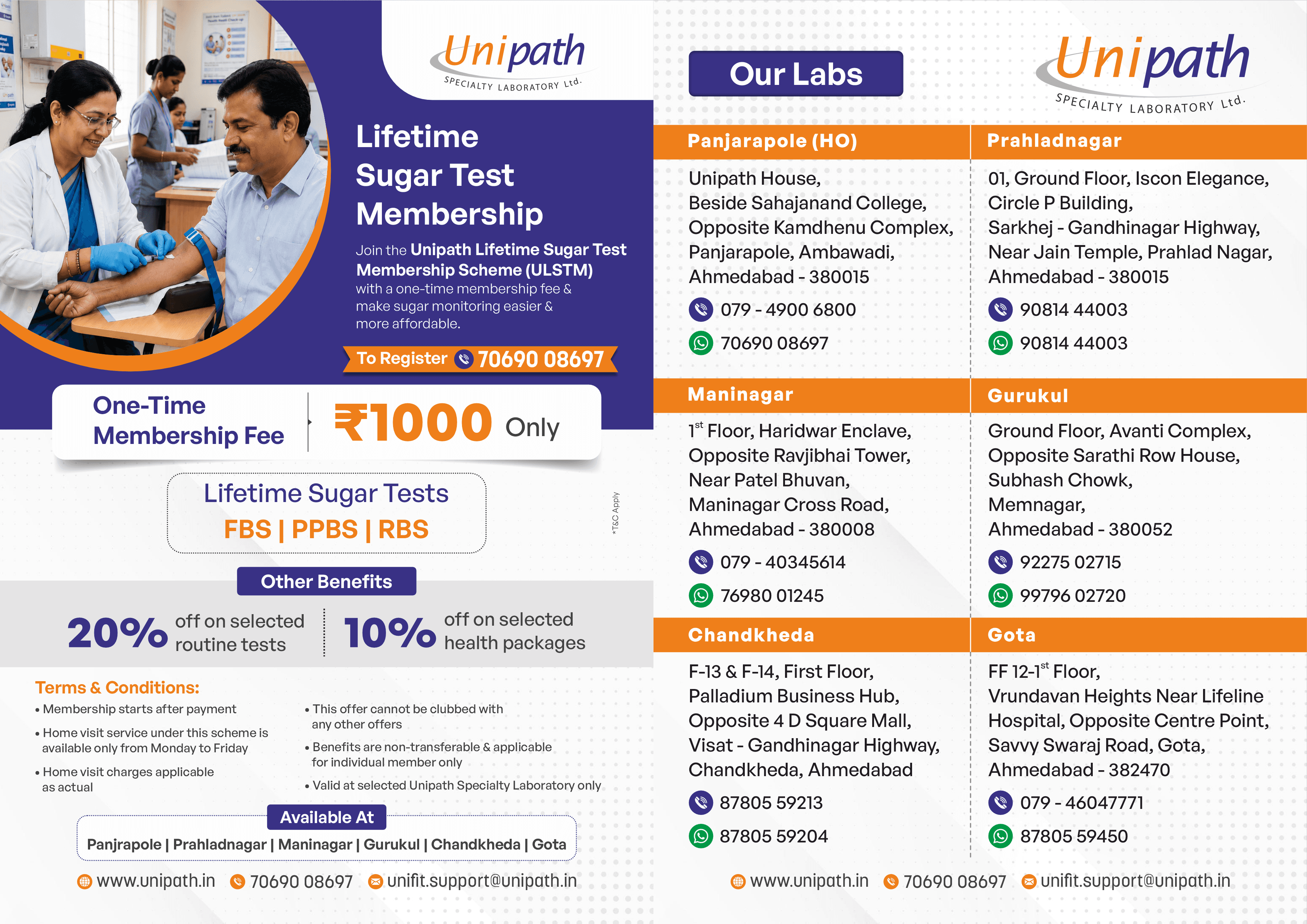 Unipath Lifetime Sugar Test Membership offer — pricing, benefits and lab locations